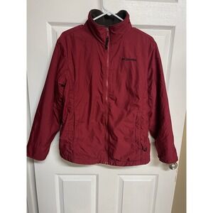 Columbia Womens Small Red Fleece Lined Full Zip Jacket Outdoor Coat